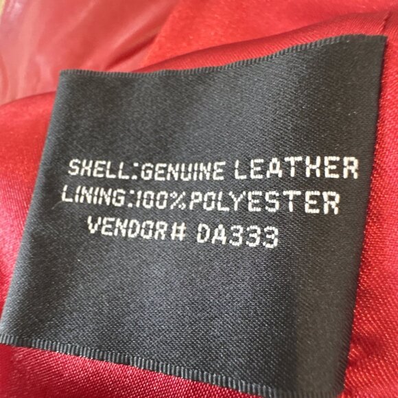 LNR Womens Red Leather Jacket With Zipper Front & High Collar XL - Picture 11 of 14
